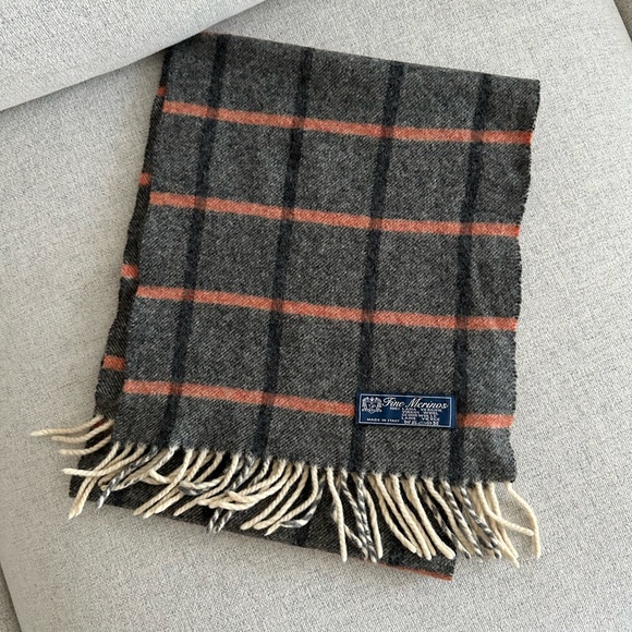 Plaid Wool Scarf Fine Merinos - Picture 1 of 3